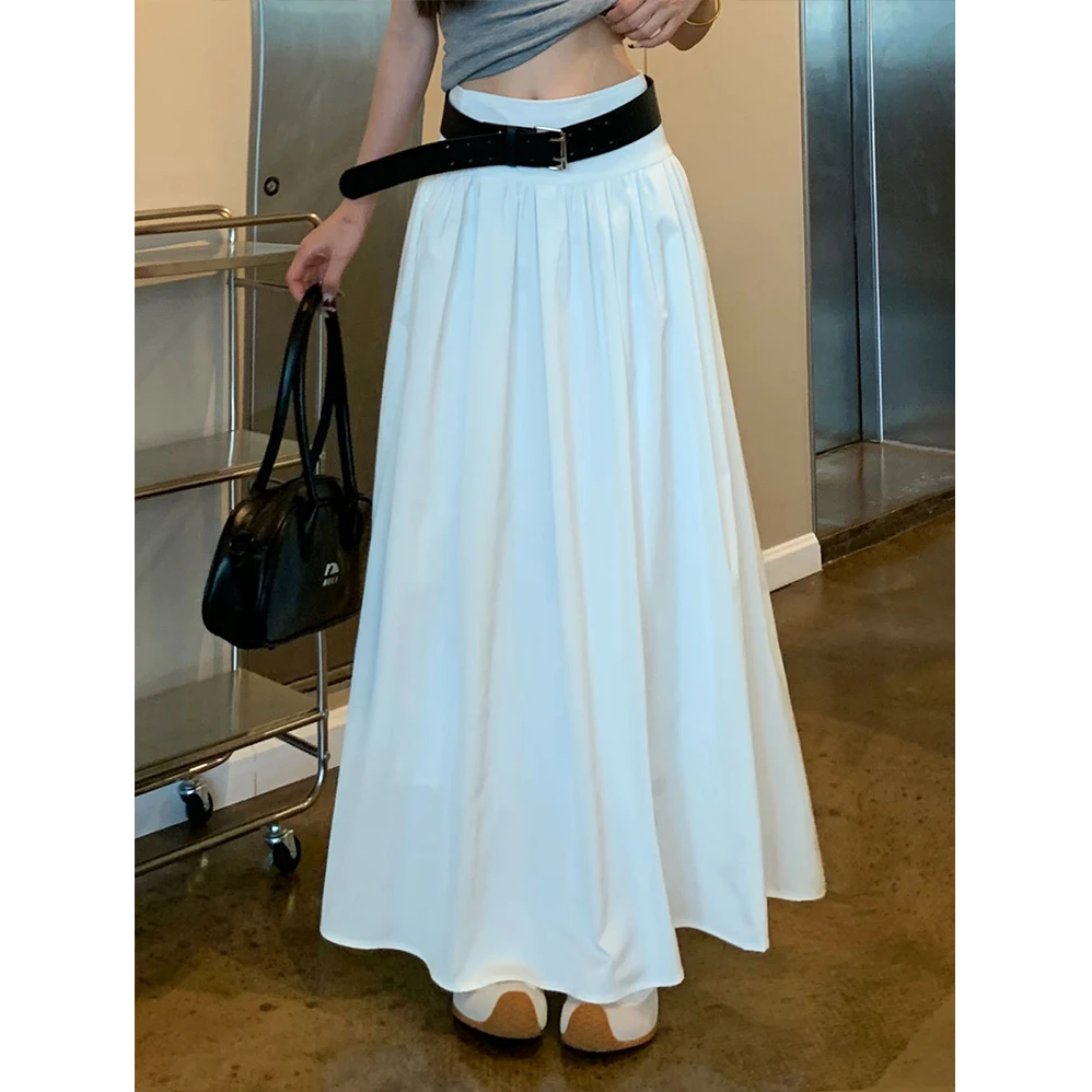 气质百搭收腰显瘦半身裙女夏季新款韩版宽松遮胯垂感大摆长裙