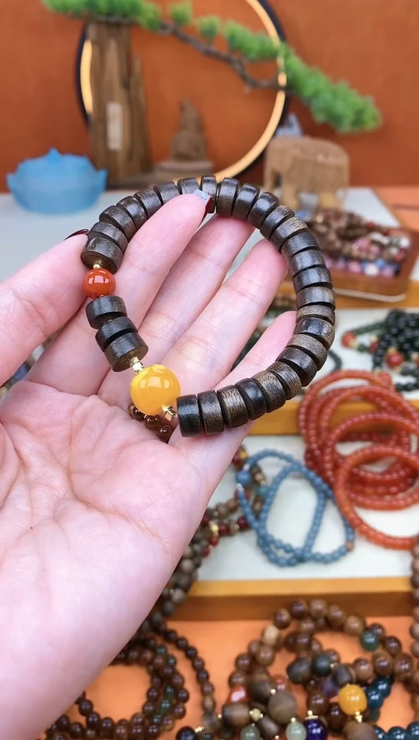 【闪购商品】檀香木手串未镶嵌单圈达拉干香香片片手串