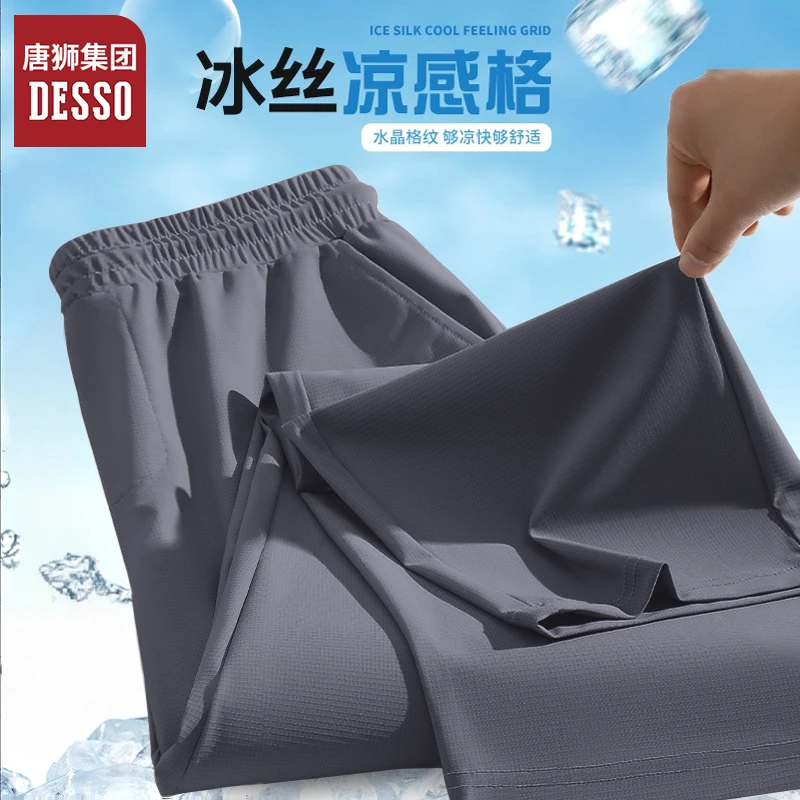 唐狮集团desso夏季冰丝裤子男款薄款2025新款晾干透气纯色休闲裤