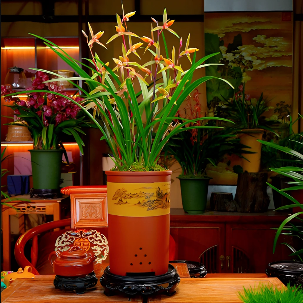春兰铭品[春江丽人]  配高端紫泥盆  兰花盆栽
