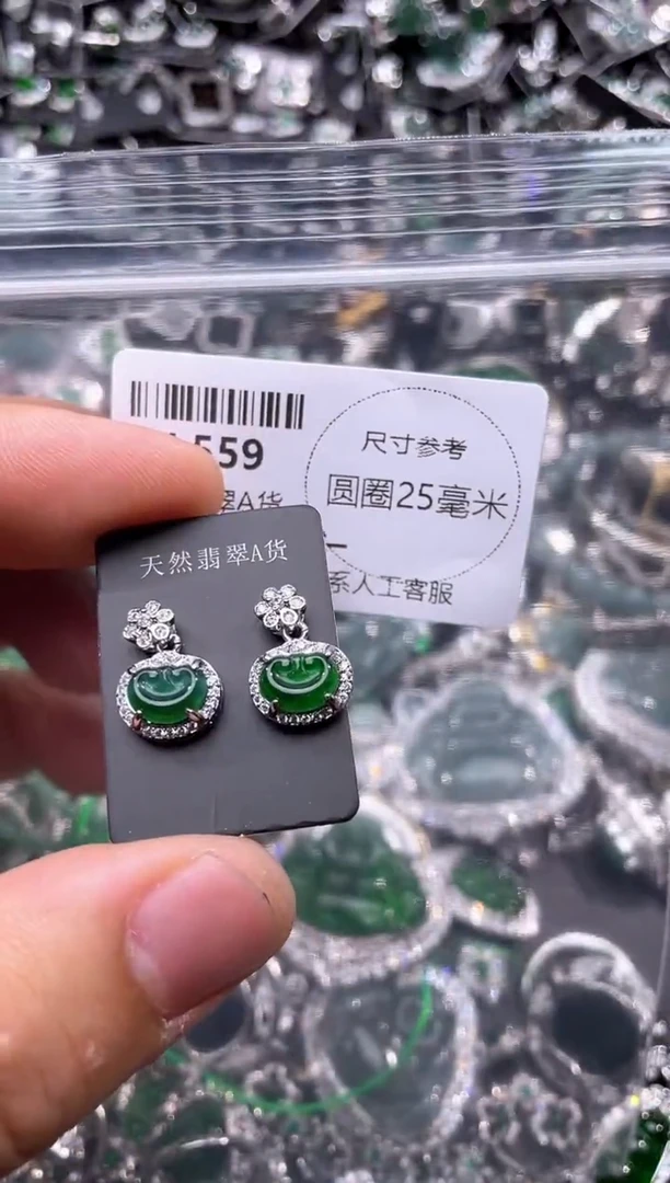 翡翠未镶嵌颈饰L559耳钉