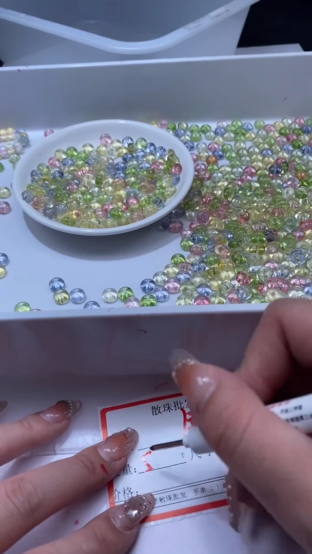 颈饰未镶嵌水晶W2931马卡龙色碧玺算盘8*4mm*15颗