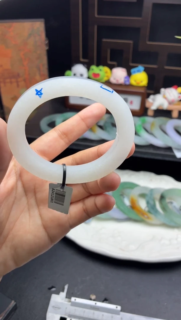 未镶嵌手镯定制定制翡翠冰胶共存白月光美美镯53-59贵妃-49号