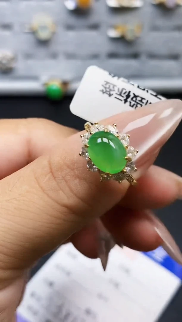 银S925镶嵌戒指翡翠2320