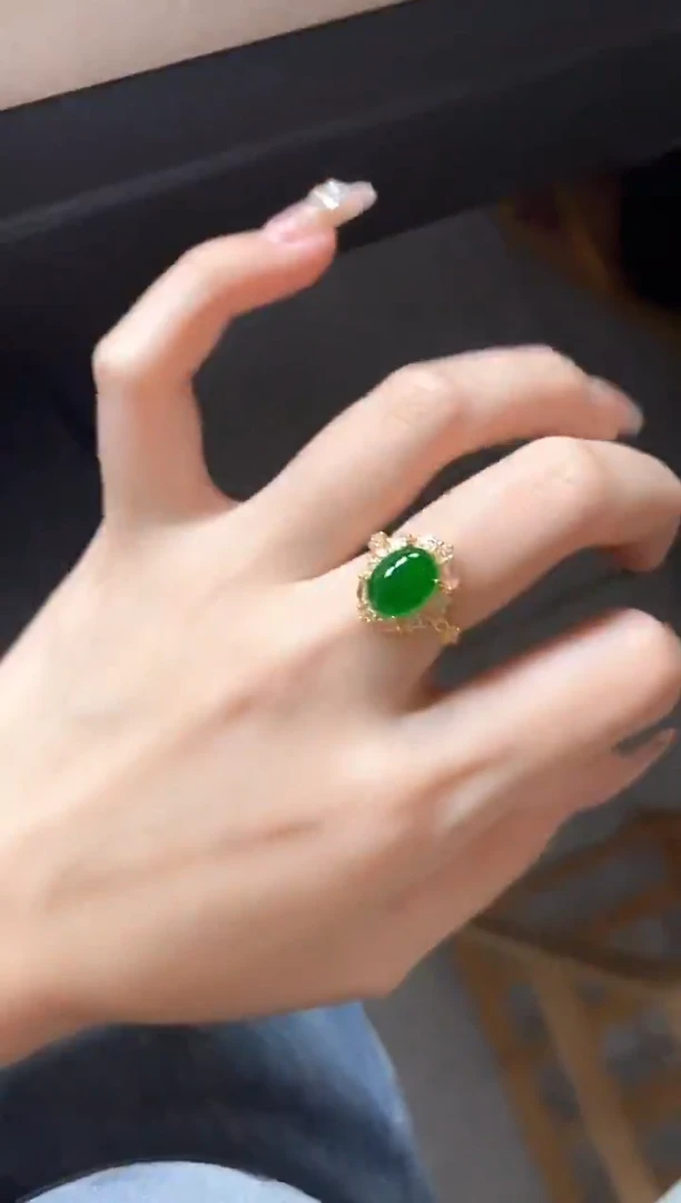 银S925镶嵌戒指翡翠51511