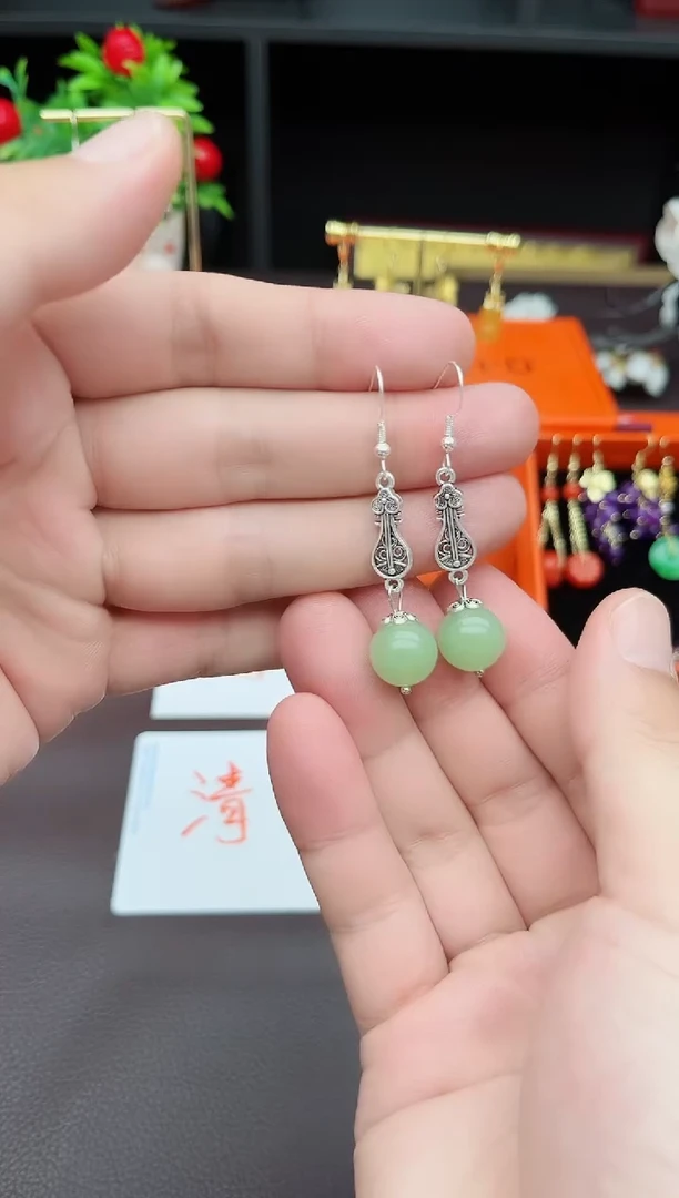 玛瑙/玉髓耳饰银S925镶嵌2110000