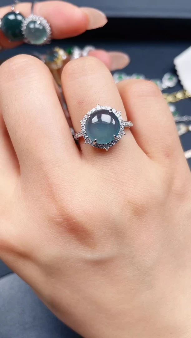 翡翠戒指银S925镶嵌432423