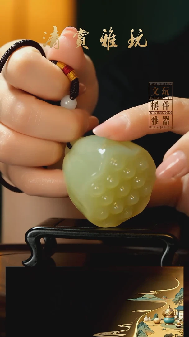 玉《好运连连》手把件摆件