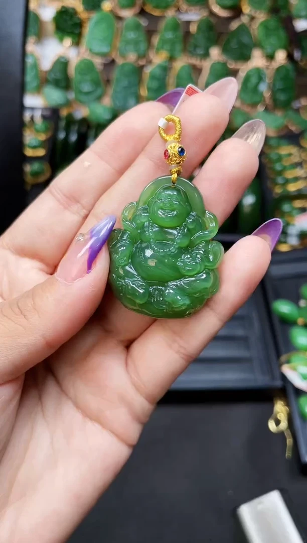 【闪购商品】和田玉吊坠18K金镶嵌多样性发一