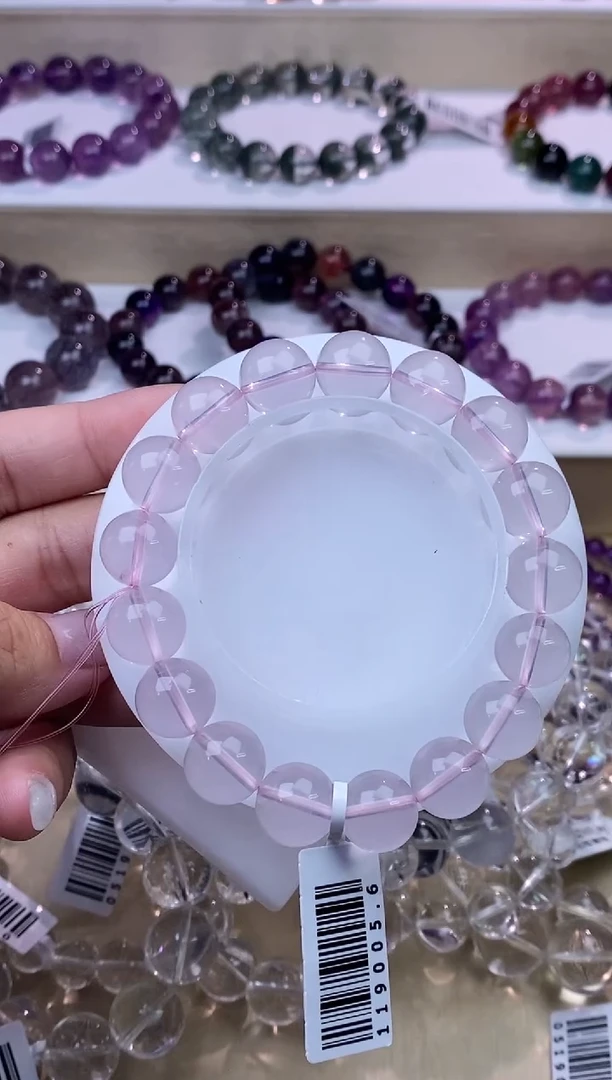 芙蓉石手链未镶嵌粉晶12m+