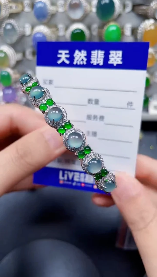 银S925镶嵌手镯翡翠203