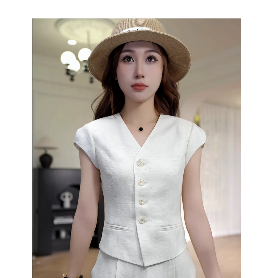 思思小个子女装【夏季新款时尚单排扣短袖上衣】#25F278-2