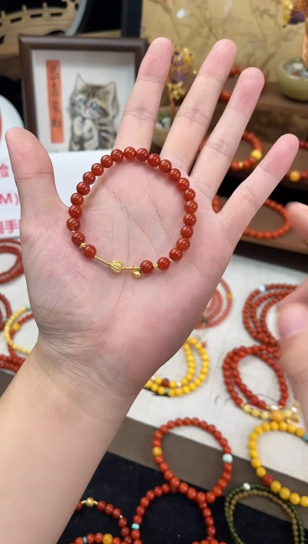 未镶嵌手绳南红玛瑙南红单圈手串QF-A468（多样性发一）