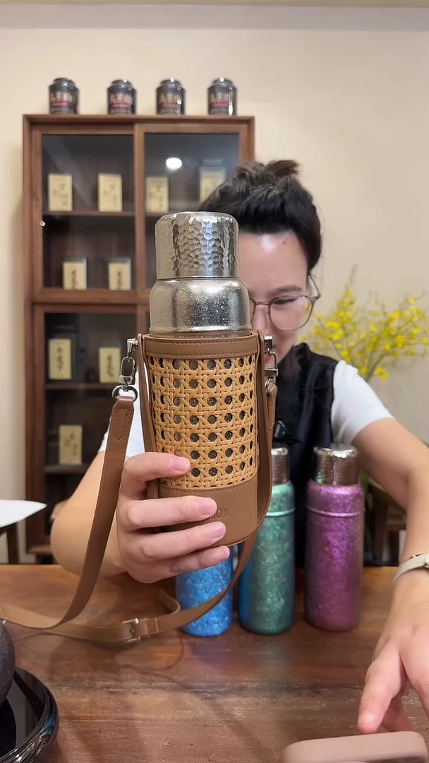 600毫升本色纯钛+编织杯套