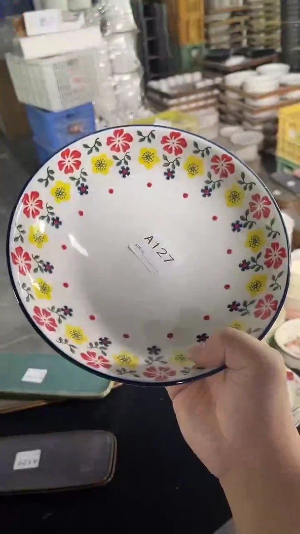 摆件8寸蓝朵高脚果盘