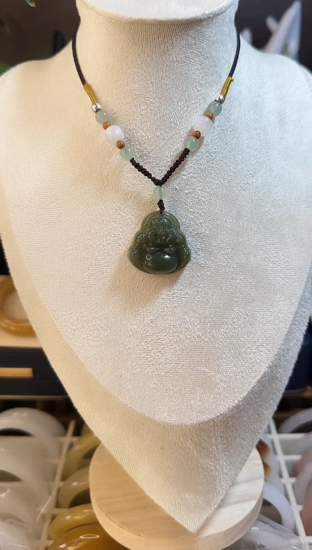 非金属无弥勒佛大肚佛绿色天然