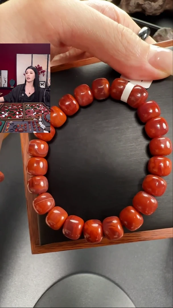 手串未镶嵌南红玛瑙原矿X062瓦西柿子红9mm一图一物