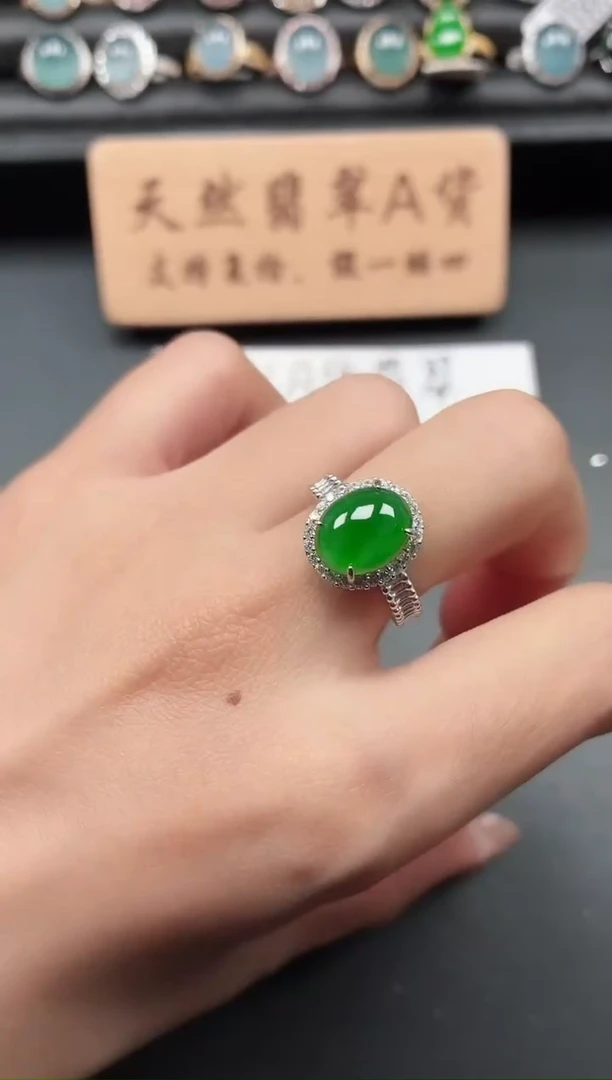 银S925镶嵌戒指翡翠11