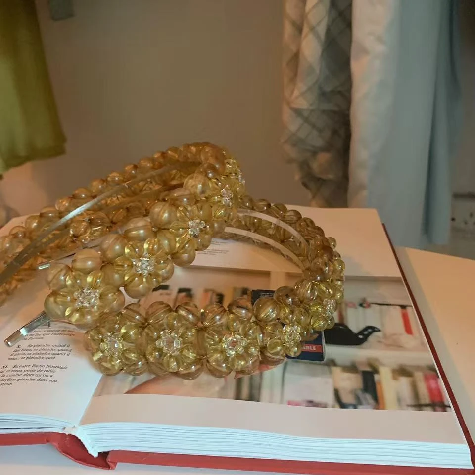 DUCHUNZI 全手工珠子百搭 复古水晶珍珠仙女气质 发卡发饰发箍