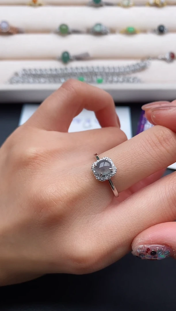 银S925镶嵌戒指翡翠777777+8