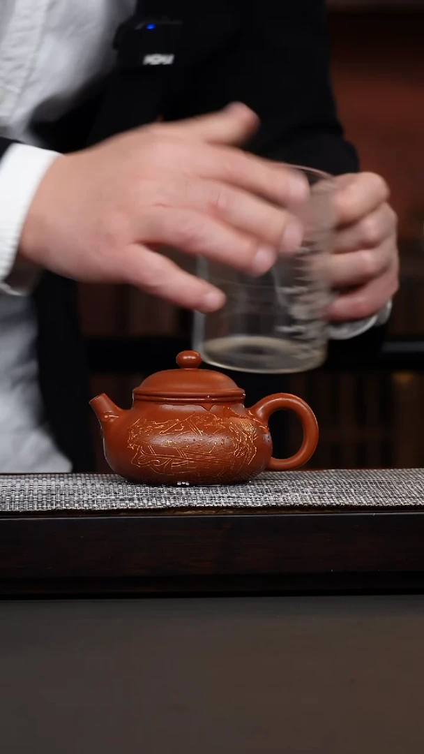 茶壶紫砂赵庄鹅黄朱泥刻绘容天