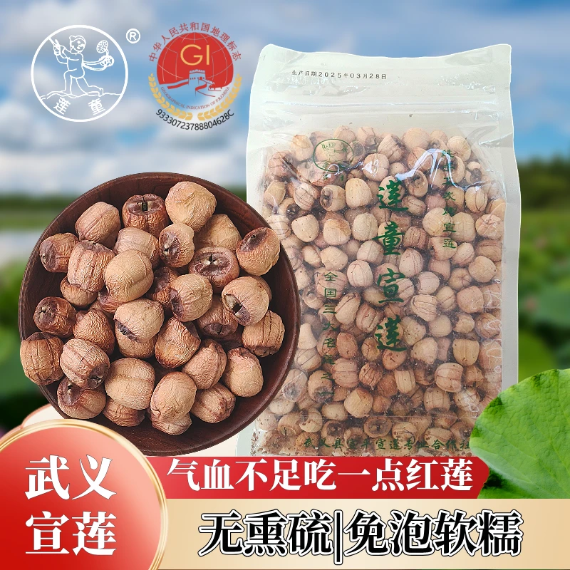 莲童天然去芯新货莲子正宗武义宣莲 红皮有芯莲子药食同源干货