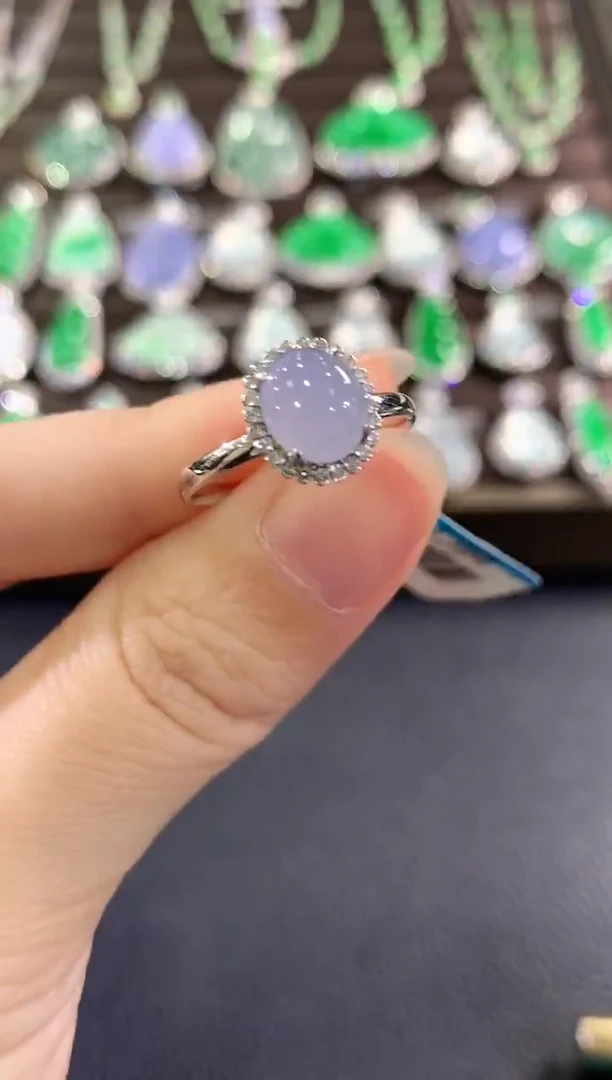 18K金镶嵌戒指翡翠g63多样性一件发货紫货有色差