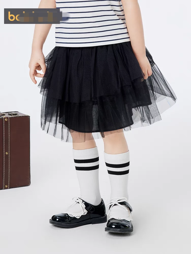 8拉90-100码女童纱裙半身黑色短裙剪标涂标默认微瑕