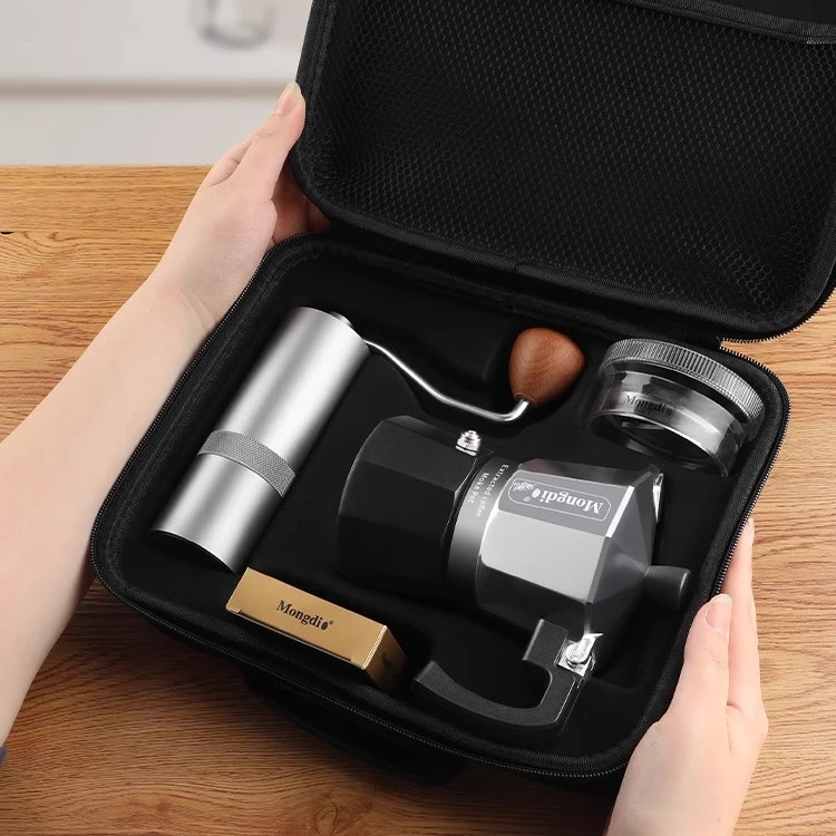 Mongdio户外双阀摩卡壶套装户外煮咖啡壶露营咖啡装备手磨咖啡机