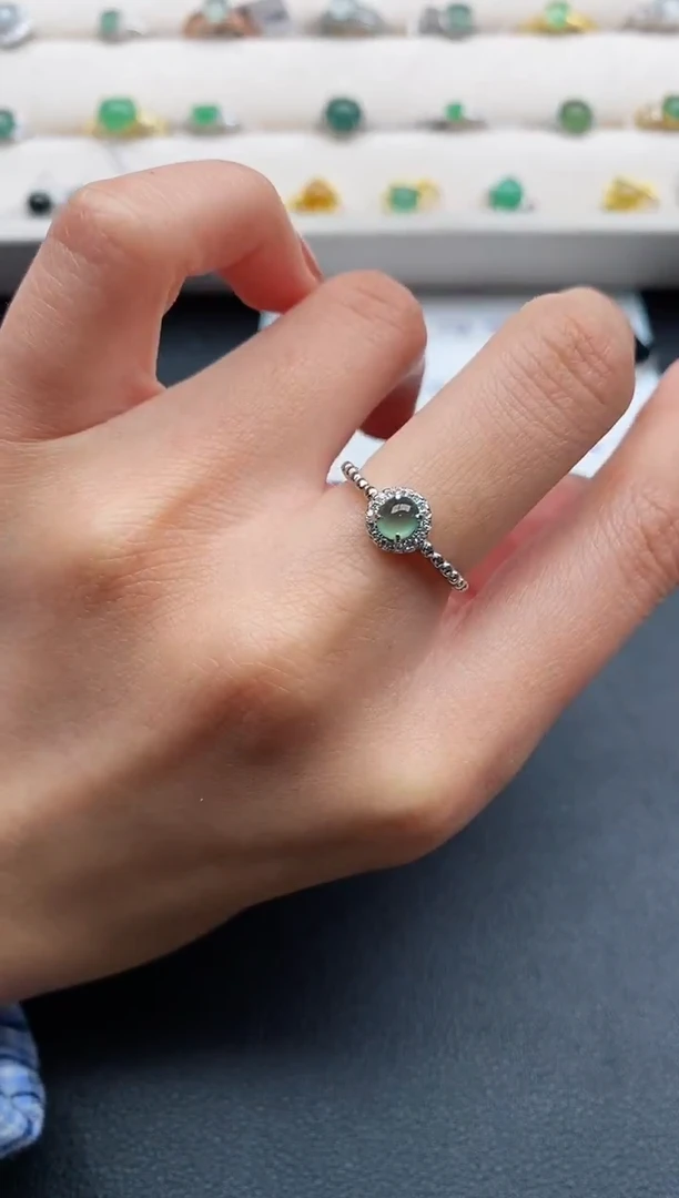 银S925镶嵌戒指翡翠444444444+2
