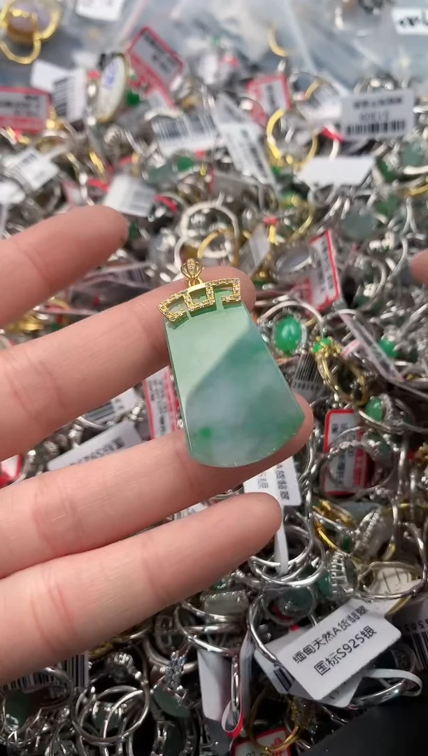 银S925镶嵌戒指翡翠777   4