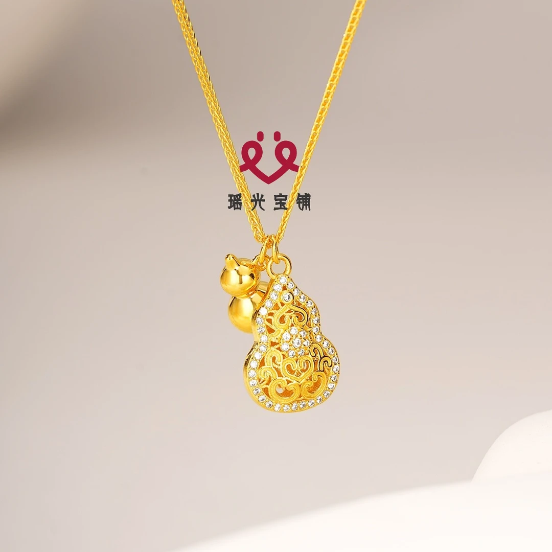坠链均925银锆石 双福禄套链 国潮新国风高级感点钻葫芦项链精美