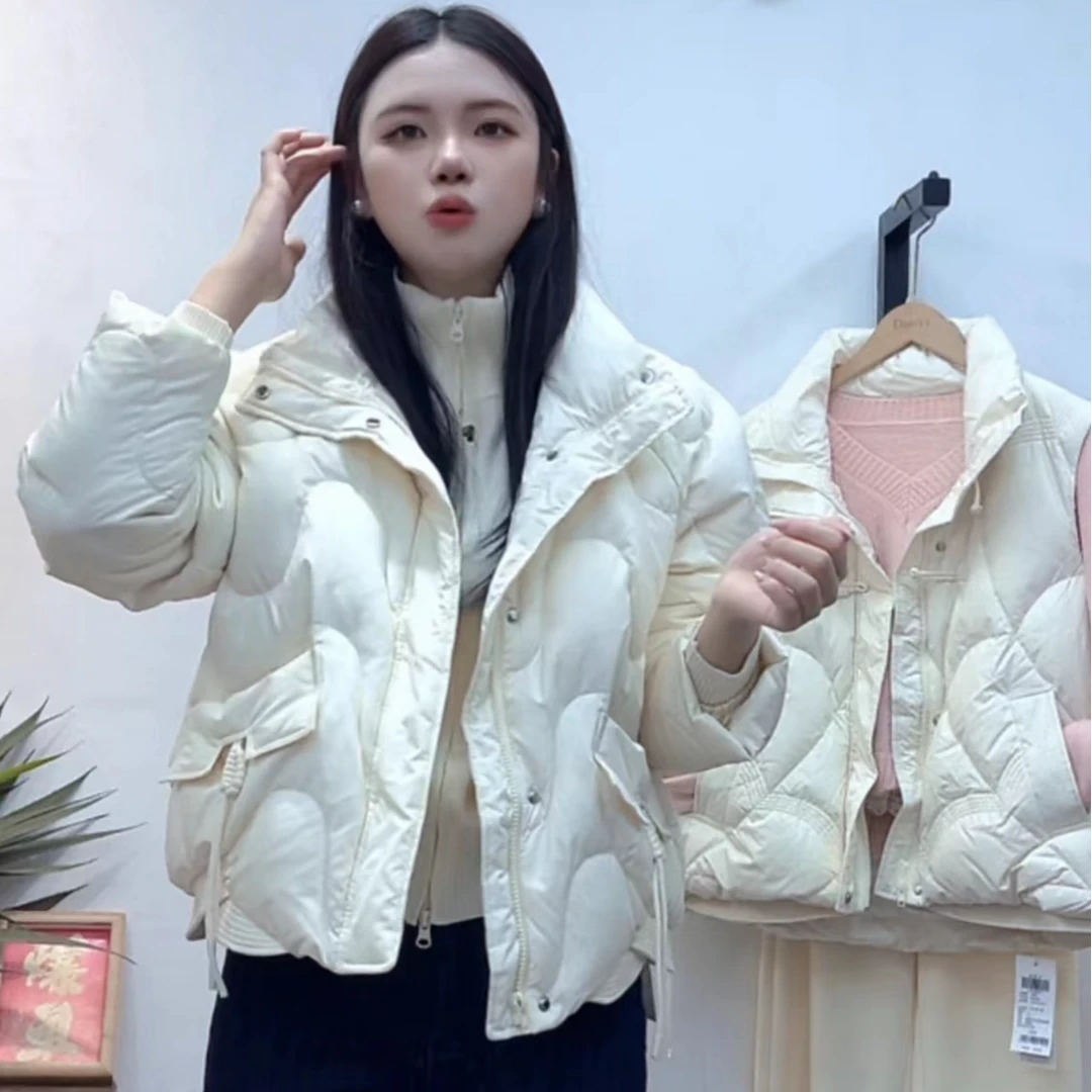 朵以2024冬季新款羽绒服时尚休闲立领保暖小个子短款女39VD935009