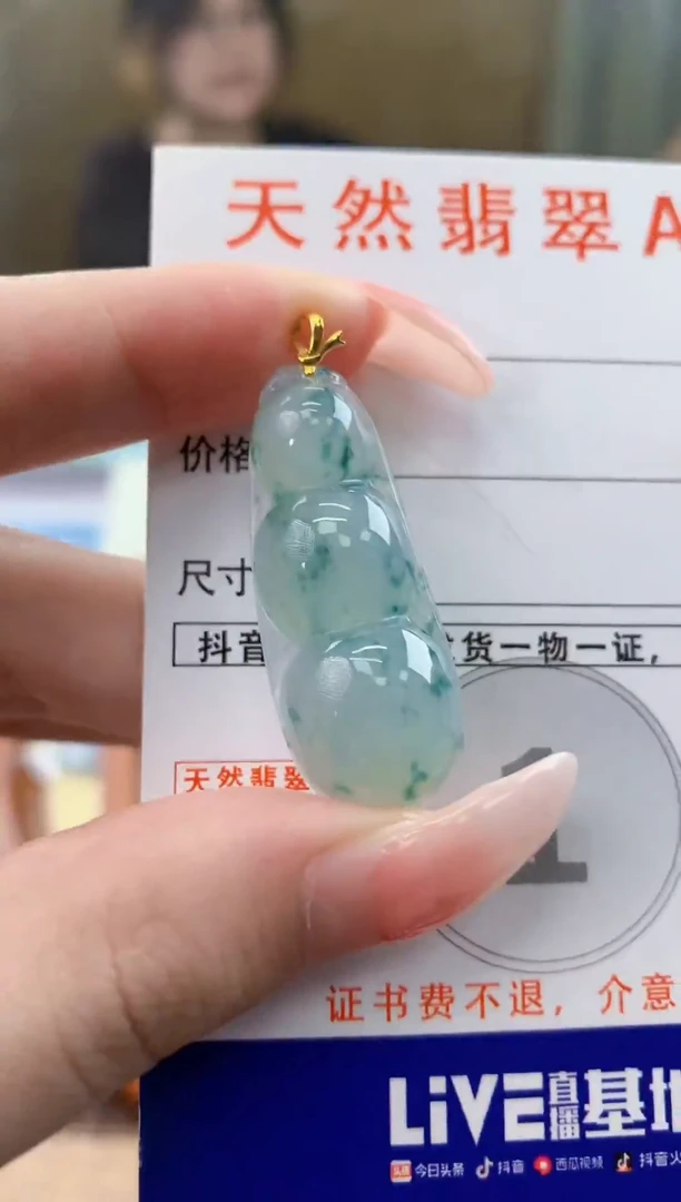 颈饰18K金镶嵌翡翠天然A货翡翠挂件