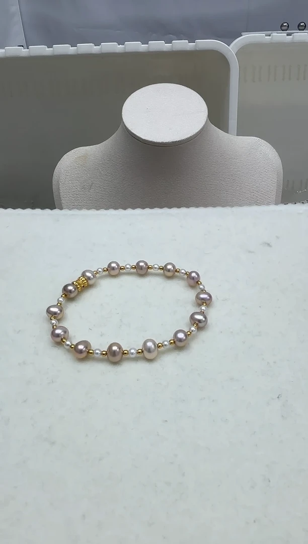 银S925镶嵌手链淡水珍珠手链