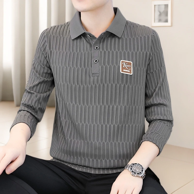 polo衫男士长袖卫衣春秋季潮流商务男装高端翻领休闲职业时尚工装