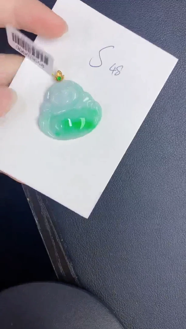 颈饰18K金镶嵌翡翠缅甸天然翡翠A货