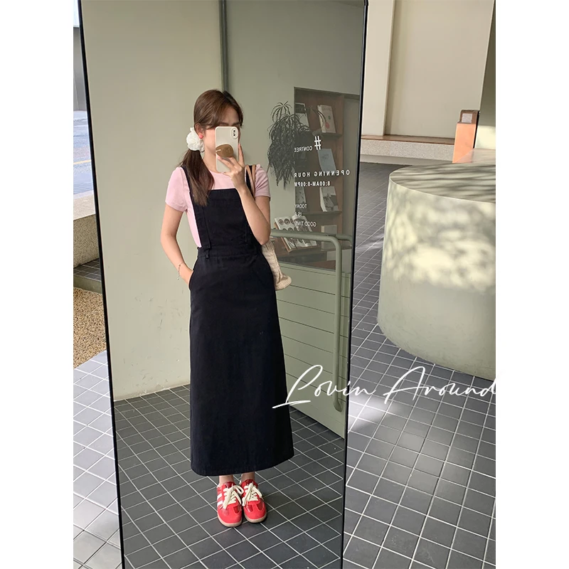 WANZI3 -9066黑色韩背带裙女夏2024新款梨形身材连衣裙中长款