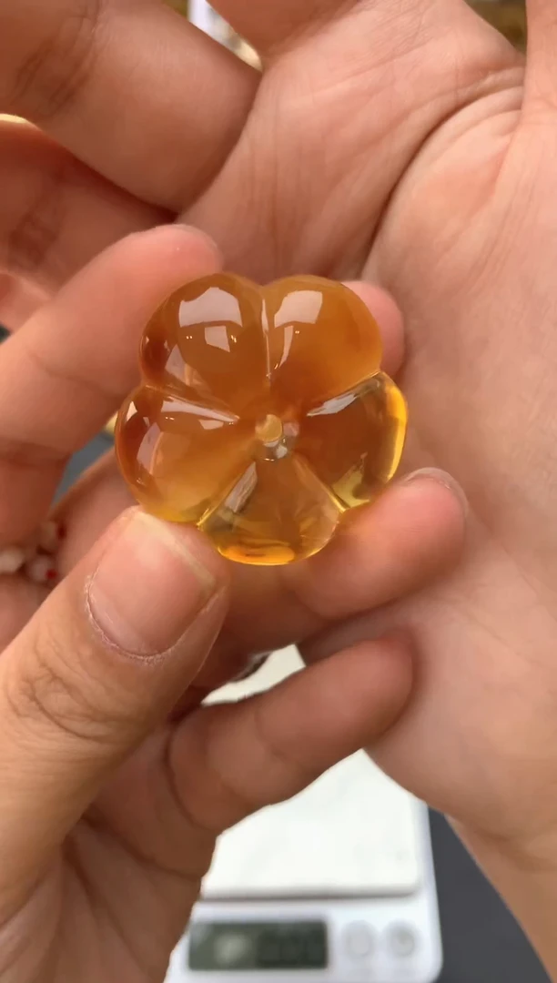 【闪购商品】琥珀珠宝奇石未镶嵌005琥珀蜜蜡花粉有纹小坑介意勿拍