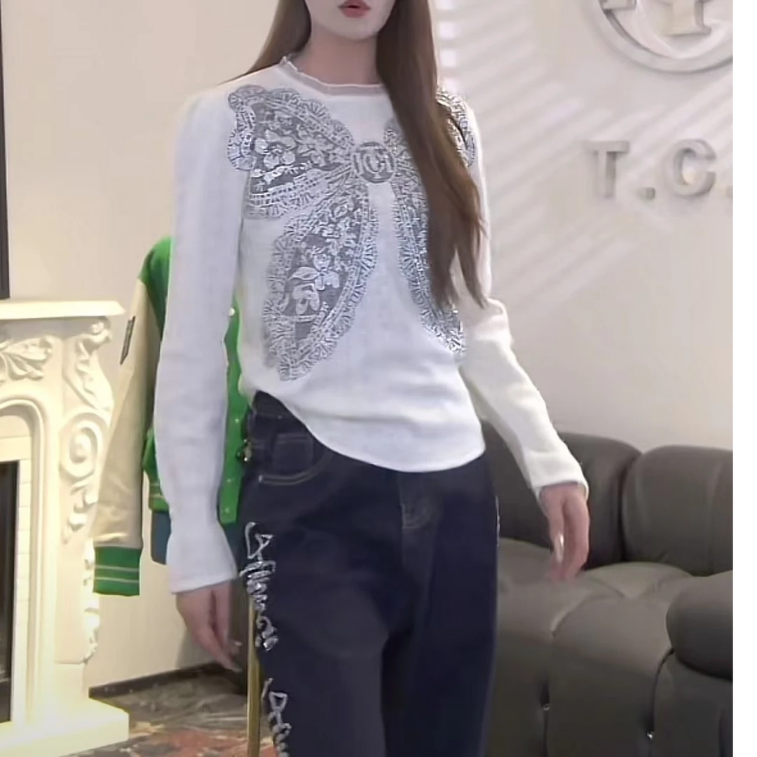 TCH-潮牌长袖网红针织时尚休闲百搭重工打底衫T72C09E5025