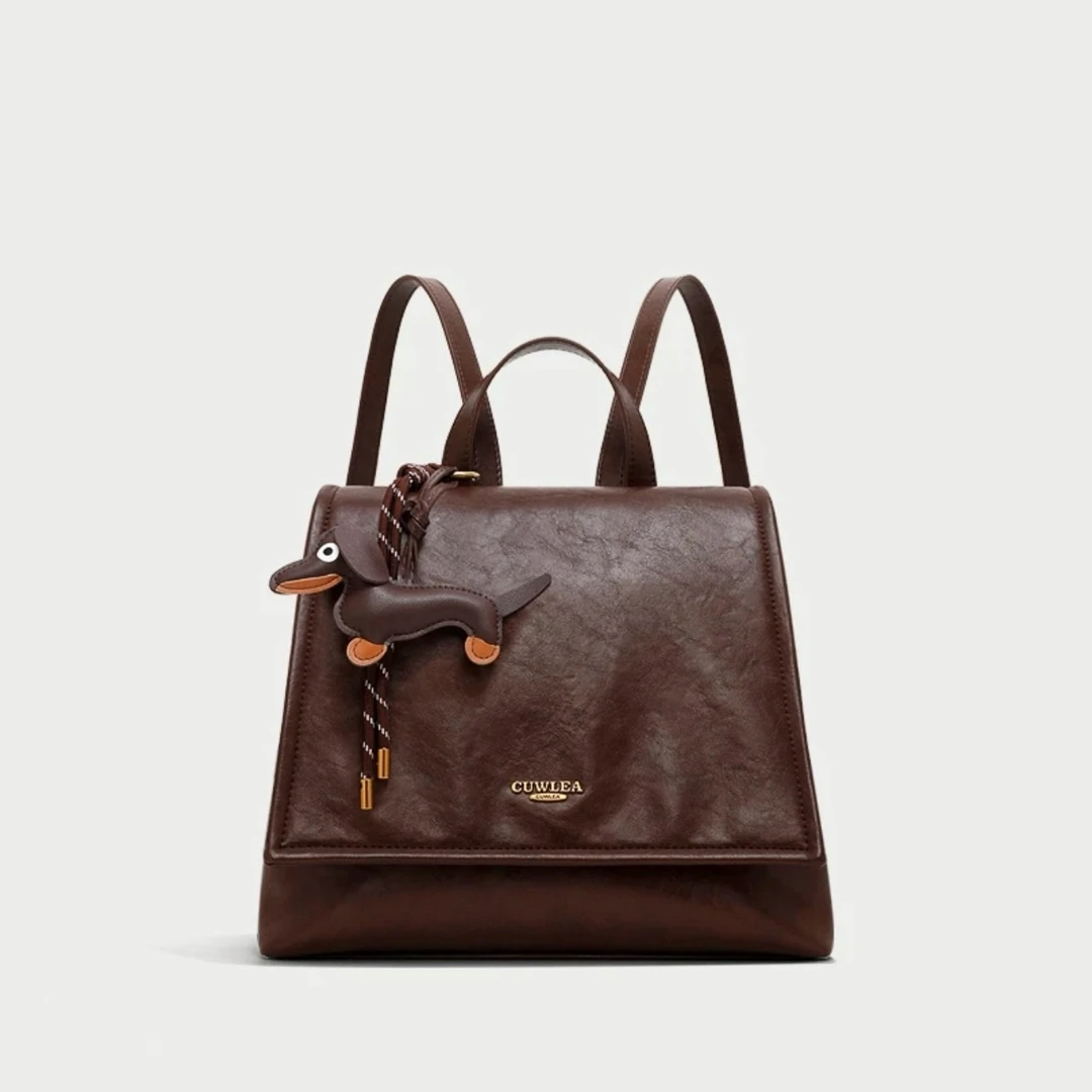 轻奢新款时尚双肩包8236棕色（送挂件）