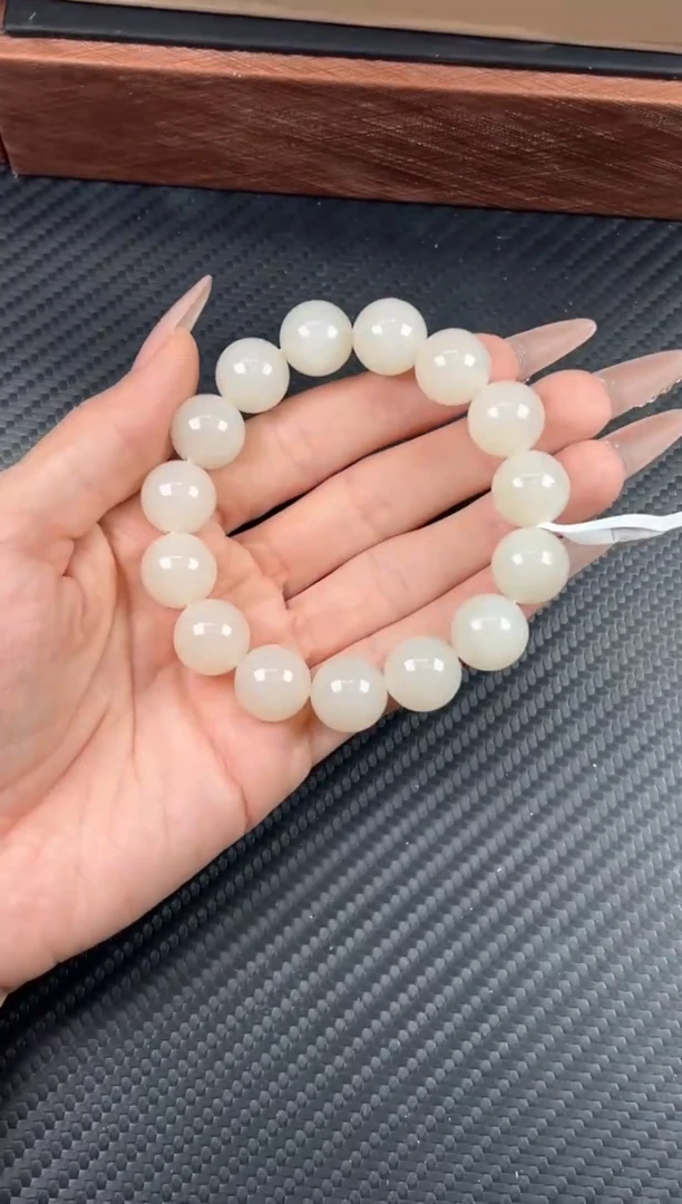 未镶嵌手串和田玉黑山微色差卡14手串JPL