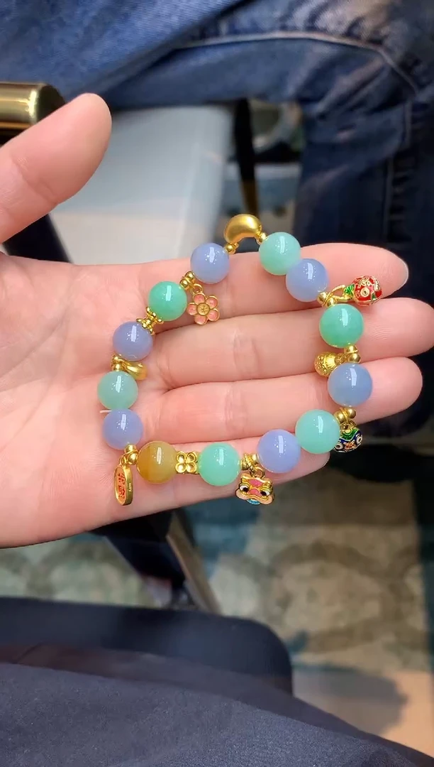 足金镶嵌手链翡翠273-雪姐翡翠天天见