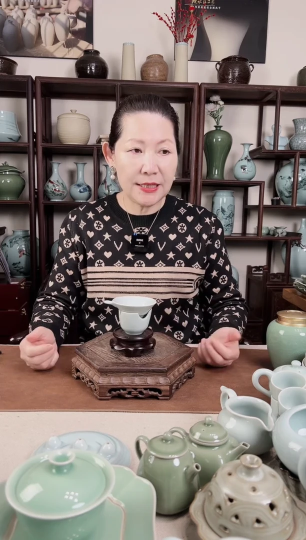 【闪购商品】杯粉青 茶漏茶托2件套