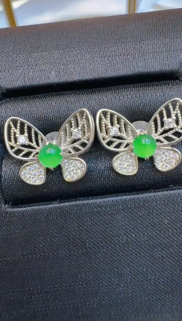 银S925镶嵌翡翠耳饰多样性团购发一件