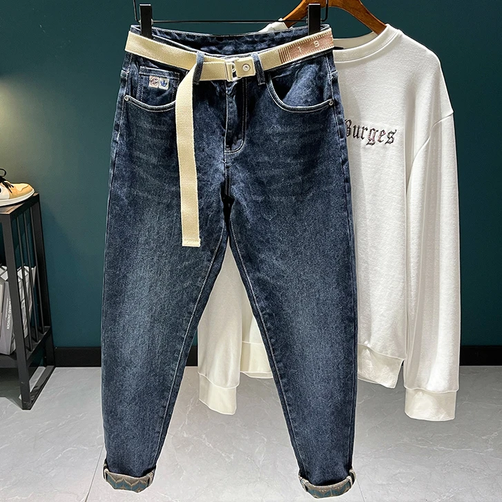 贾鲁萨加高端时尚秋季新款男士牛仔裤修身小脚弹力休闲潮流百搭裤