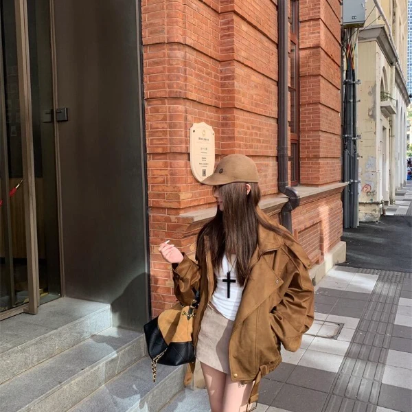 短外套长袖宽松型常规美拉德美拉德风秋季女春秋小个子洋气短款