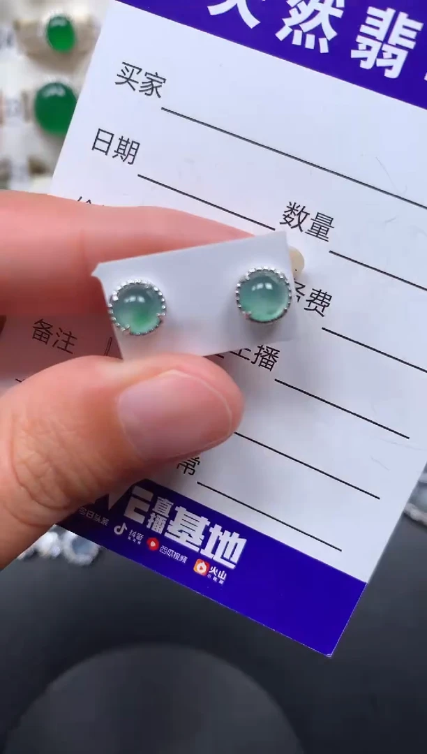 银S925镶嵌翡翠耳饰198