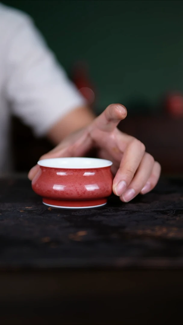 杯子景德镇纯手工陶瓷豇豆红