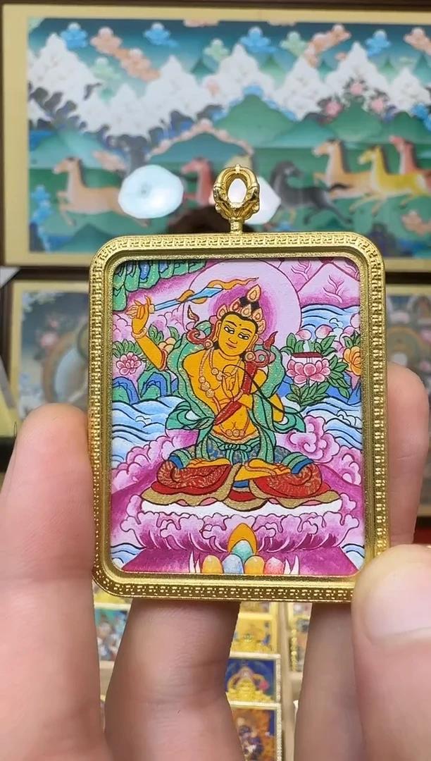 吊坠文老师-热贡纯手绘唐卡吊坠